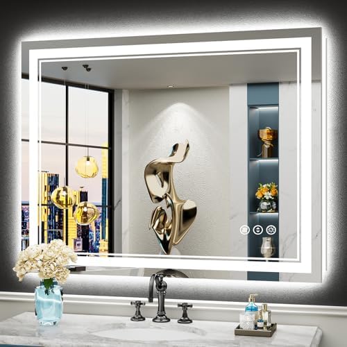 44x36 LED Bathroom Mirror, Backlit & Front Lit Lighted Mirror by Awandee