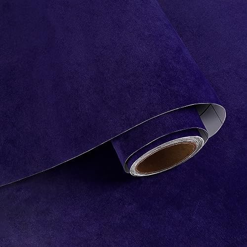 VaryPaper 15.7''x78.7'' Dark Blue Self Adhesive Velvet Fabric Soft Velvet by VaryPaper