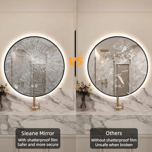 32" H x 32" W Black Framed Round LED Backlit Mirror - Image 5