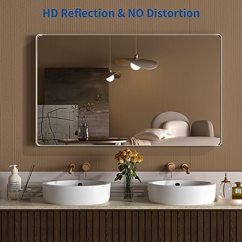 WEER Brushed Nickel Bathroom Vanity Mirror 60X36 Inch - Image 2