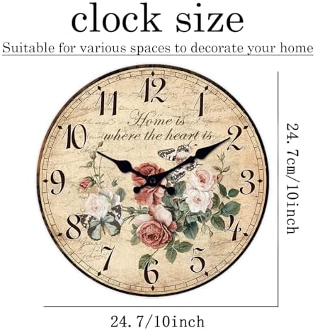 XFM Small Vintage Roses Wall Clocks 10 Inch - Image 5