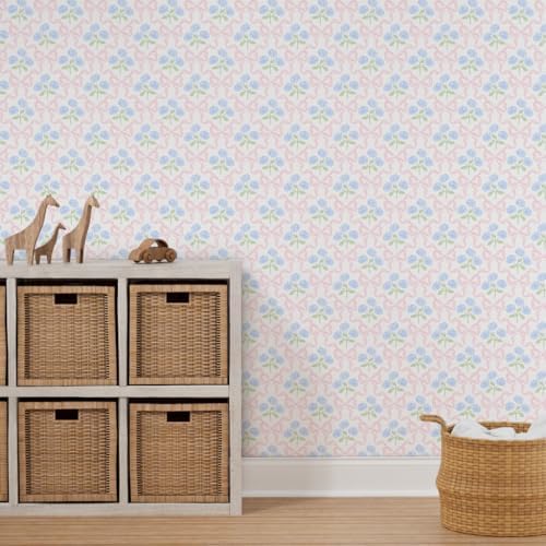Spoonflower Preppy Bow Floral Peel and Stick Wallpaper - Image 7