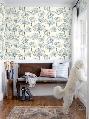 Orainege Peel and Stick Wallpaper Blue and Beige Wallpaper - Image 7