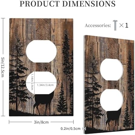 Outlet Covers Rustic Forest Antler Elk Deer Silhouettes Animals Wood Grain 1 - Image 5