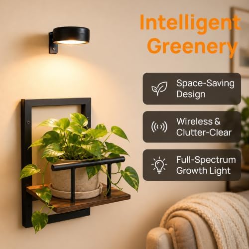 2 Pack Plant Wall Shelf with Grow Light, Wall Mounted Indoor Plant Shelf - Image 4