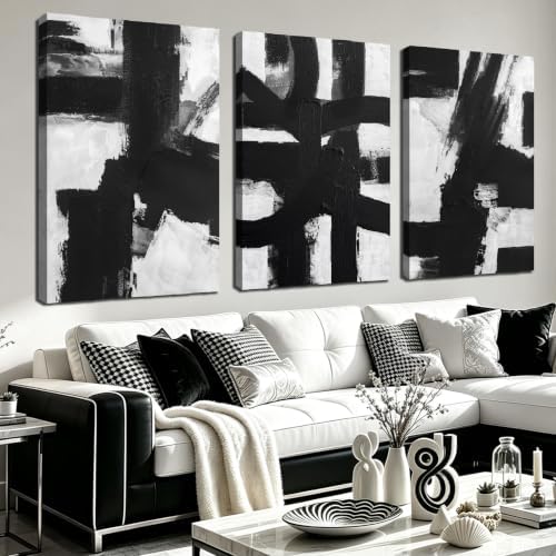MXUNYZ Extra Large Black and White Abstract Canvas Wall Art by MXUNYZCanvasWallArt