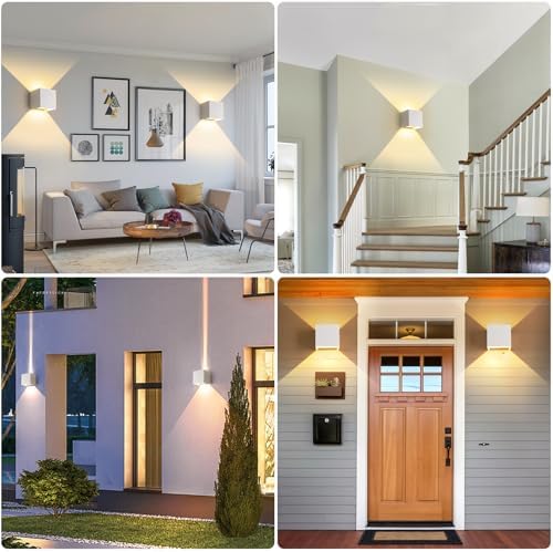 4 Pack LED Outdoor Wall Lights Exterior/Interior 3 Colors Adjustable 15W Wall - Image 2