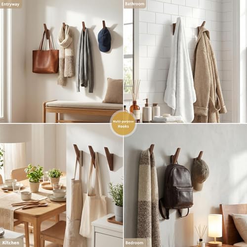 Walnut Wood Wall Hooks - Image 7