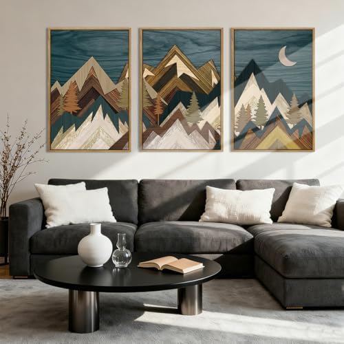 BINCUE Framed Mountain Wall Art Landscape Wall Decor Moon and Nature Artwork - Image 3