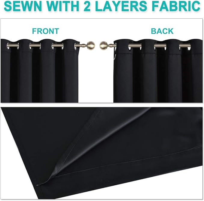 NICETOWN Full Shading Curtains 90 inches Long 2 Panels Set - Image 5