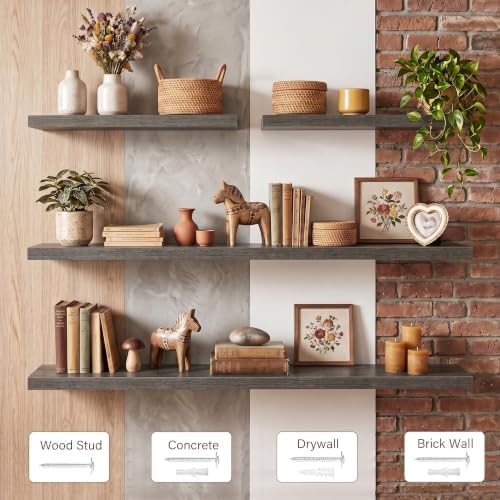 Acovy 40x8in Floating Shelves 2 Pack, Wall Mount Display Shelf - Image 2