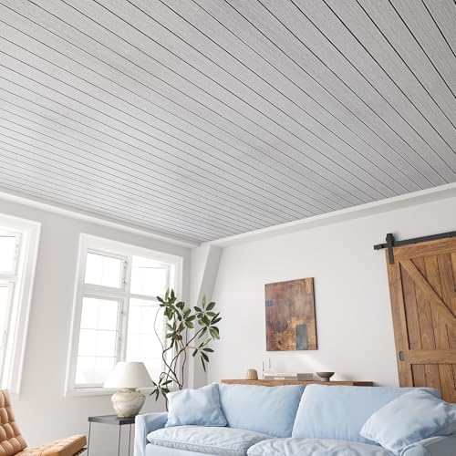 VEELIKE Light Grey Wood Slat Wall Panel Peel and Stick Wood Wall Panels - Image 5