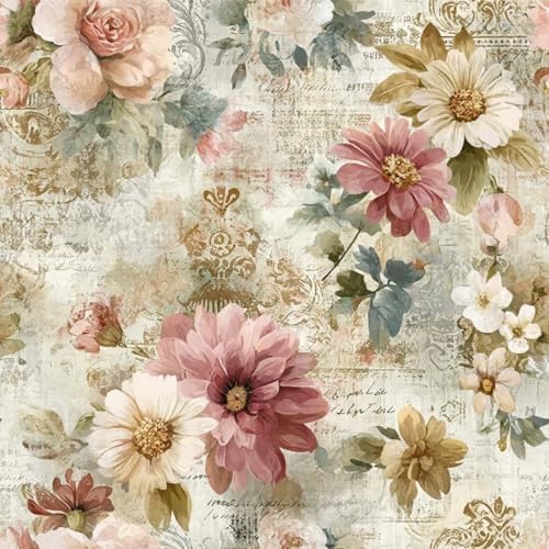 Vintage Script Floral Peel and Stick Wallpaper Self Adhesive 17.72" x 118.12'' by Unknown