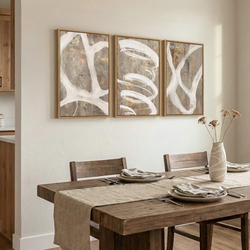 Framed Neutral Beige Abstract Wall Art - Image 4