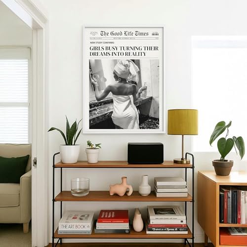 Fashion Black And White Newspaper Wall Art 12x18in White Framed Retro Cocktail - Image 5