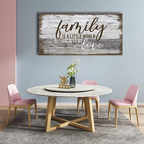 tigeridge Family Is a Little World Created by Love Canvas Wall Art Rustic - Image 5