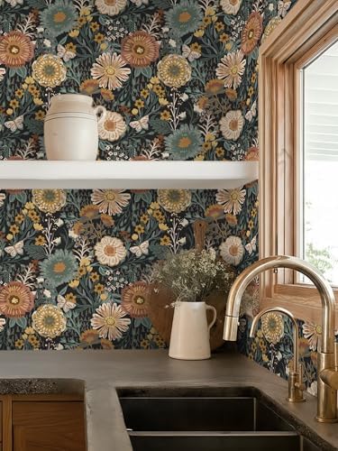 Dimoon Boho Retro Wallpaper Peel and Stick Wallpaper Vintage Floral Contact - Image 3