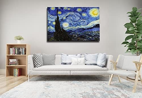 msspart Starry Night by Vincent Van Gogh Canvas Wall art, Classic Painting - Image 4