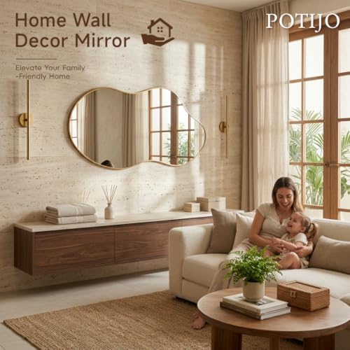 Irregular wall Mirror 26"x46" Gold Asymmetrical Mirror - Image 7