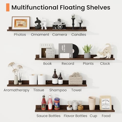 RICHFOCUS Picture Ledge Shelf, 30 inch Floating Shelves Set of 2, Wood Wall - Image 6