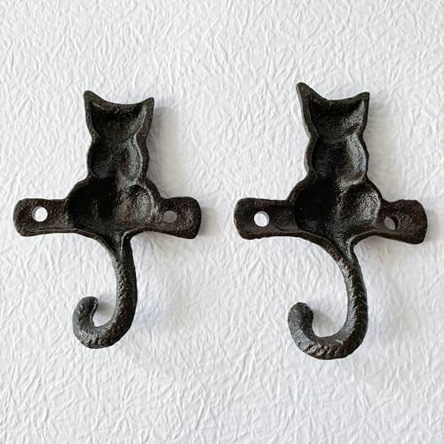 Rustic Cat-Shaped Decorative Wall Hook Rack Hangers - Image 7