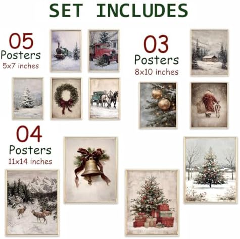 KBKBART 12pcs Christmas Wall Art Prints, Winter Holiday Canvas Art Prints - Image 3