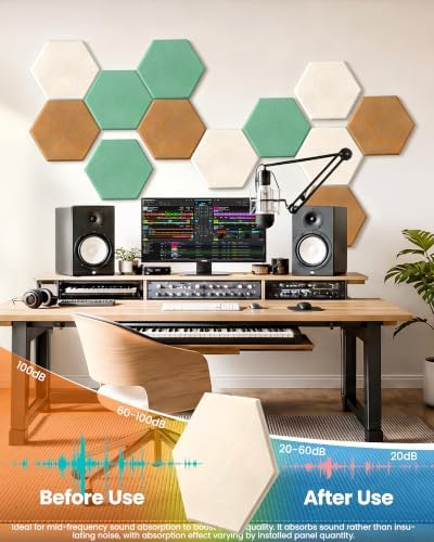 12 Pack Hexagon Self-Adhesive Decorative Acoustic Wall Panels - Image 3
