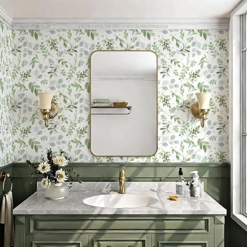 Leaf Peel and Stick Wallpaper Boho 17.32" X 196.85" Modern Sage Green Contact - Image 5