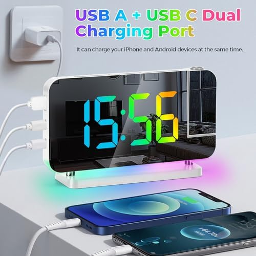 SZELAM Projection Alarm Clock, 7.4" LED Mirror Digital Clocks Large Display - Image 5