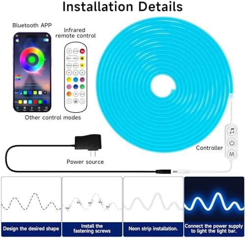 KANTUTOE LED Neon Rope Lights, 32.8ft RGB LED Light Strip, 24V Music Sync - Image 6