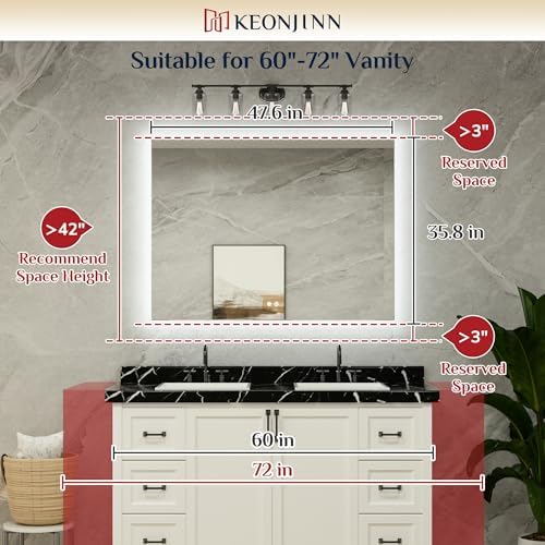 Keonjinn 48 x 36 Inch Backlit Mirror - Image 2