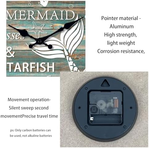 XFM Large Mermaid Wall Clock 20 Inch Silent Round - Image 5