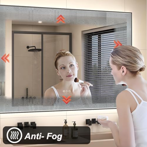 SMIROR 50x40 Black Framed LED Lighted Bathroom Vanity Mirror - Image 3