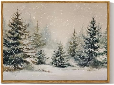 ARPEOTCY Vintage Winter Christmas Framed Wall Art, Forst Pine Tree by ARPEOTCY