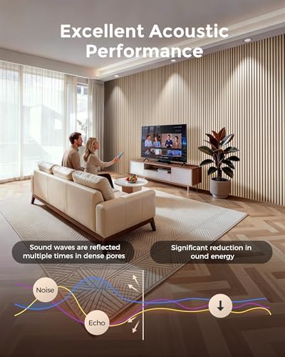 Acoustic Wood Slat Wall Panels 94.5x12.6in 2-Pack White Oak - Image 4