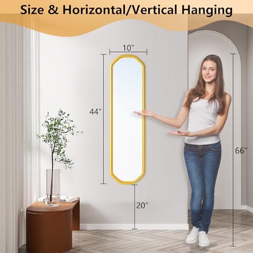 Ferytange Modern Slim Wall Decor Mirror 10"x44" Gold - Image 3