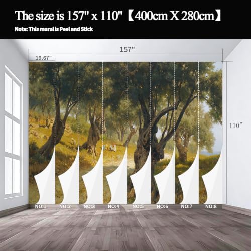 The Classical Realistic Style self-Adhesive Mural of Olive Orchard Scenery is - Image 3