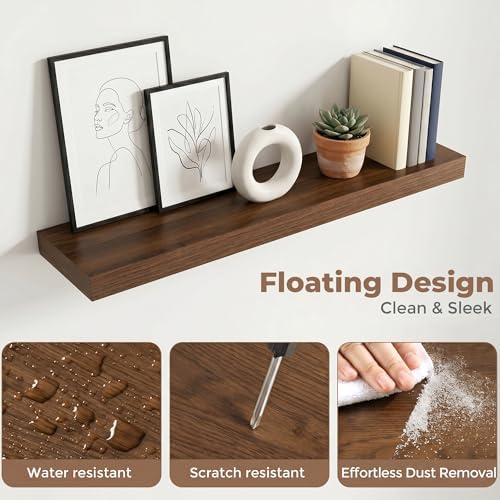 36 Inch Floating Shelves for Wall, Walnut Finish - Image 4