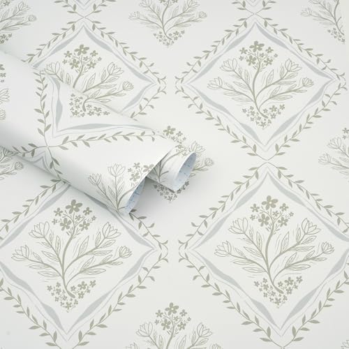 Kitico Peel and Stick Retro Bohemian Wallpaper Light Beige Contact Paper Flower by Kitico