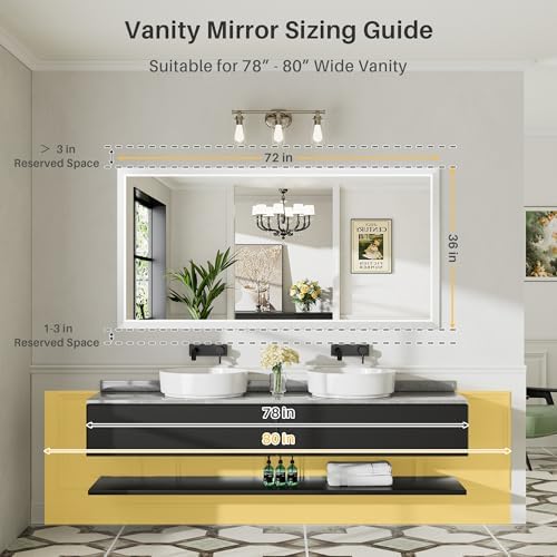 Briivue Bathroom Wall Mirror, 72x36 Inch - Image 2