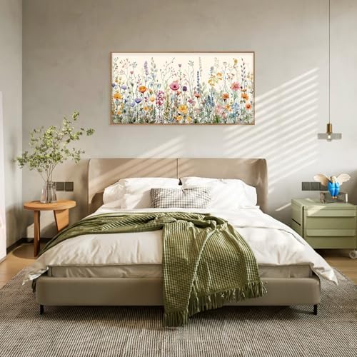 FWIEXA Floral Canvas Wall Art, Framed Wildflower Pictures Wall Decor, Large - Image 2