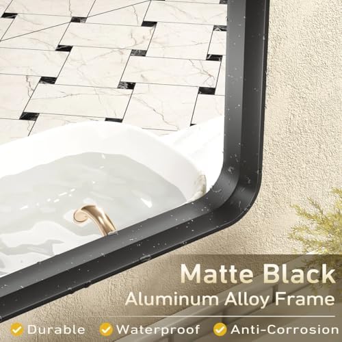 20x24 Inch Black Metal Framed Bathroom Mirror - Image 7