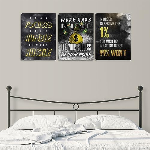 Motivational Canvas Wall Art Inspirational Office Wall Art Hustle Posters Wall - Image 4