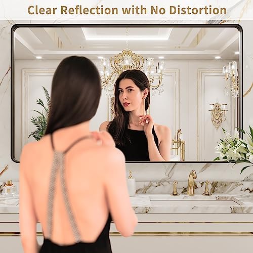 LOAAO 50X30 Inch Black Bathroom Mirror Metal Framed - Image 2