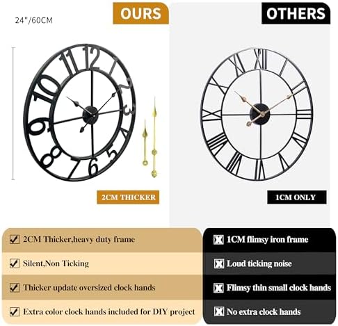 CLXEAST Silent 24 Inch Wall Clocks - Image 3