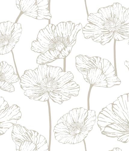 Orainege Modern Peel and Stick Wallpaper Beige and White Floral Wallpaper by Orainege