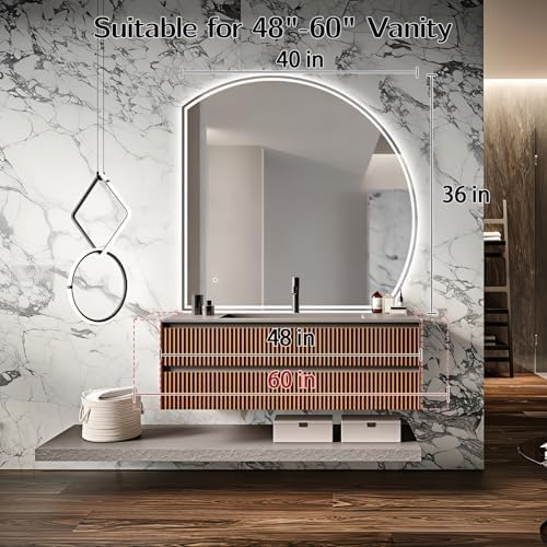 Niccy Half Moon LED Bathroom Mirrors, Irregular Backlit Vanity Mirror - Image 4