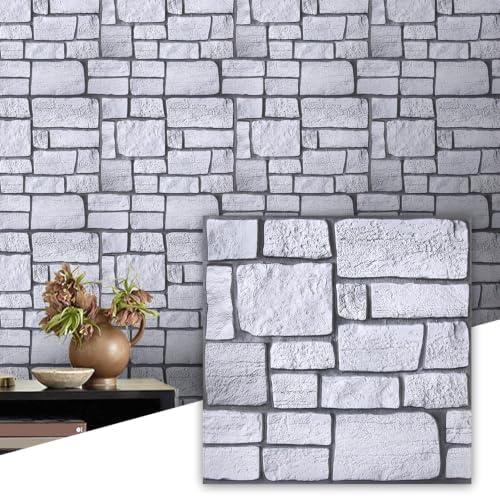 Commomy 3D Faux Stone Wall Panels Peel and Stick 10 Pcs 11.8" x 11.8" by CommomyDecor