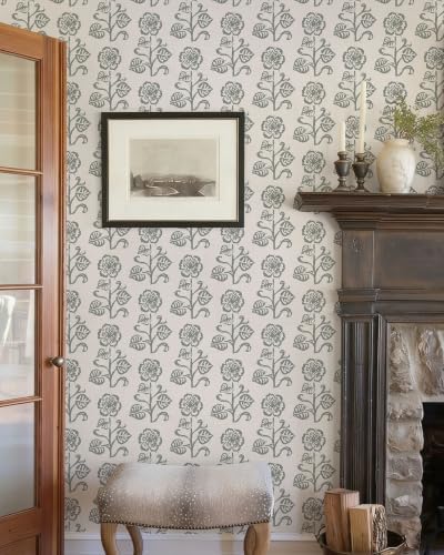 Dimoon Vintage Peel and Stick Wallpaper Beige Taupe Floral Contact Paper - Image 2