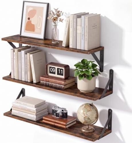 Rustic Wall Shelves 24x6 Inch Set of 3 by Unknown